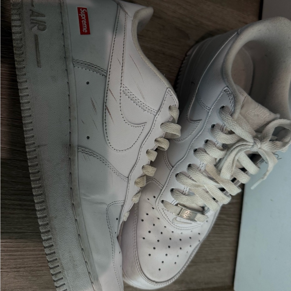 Supreme White Leather Sneakers for Men